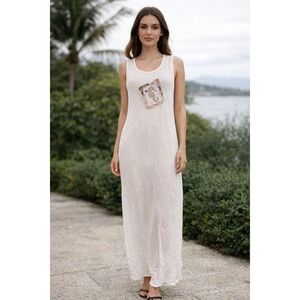 Kindred Spirit Cover Up Maxi Dress Sz PM White Sheer Boho Resort Beach Vacay NWT